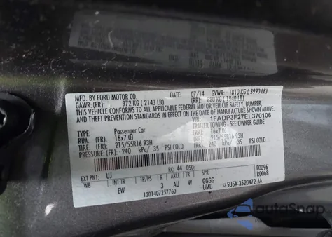 2014 Ford Focus Se z USA, uszkodzony, nr VIN 1FADP3F27EL370106